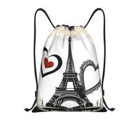 Torre Eiffel Amor París Bolsa De Hombro Doble Mochila con Cordón Ajustable Fácil De Doblar Bolsa De Gimnasio para Mujeres Adolescentes Playa 36X42Cm