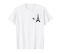 Torre Eiffel Avión Corazón Bolsillo París Francia Recuerdo Camiseta