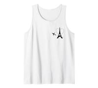 Torre Eiffel Avión Corazón Bolsillo París Francia Recuerdo Camiseta sin Mangas