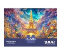 Torre Eiffel brillando en la Noche Estrellada Puzzle De 1000 Piezas Edificio Landmark Dreamy Juguete Educativo para Niños A Partir De 12 Años Y Adultos 38x26cm/1000pcs