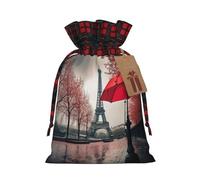 Torre Eiffel con paraguas rojo, bolsa resistente con cordón de 4.7 x 6.9 pulgadas, bolsa de regalo moderna y práctica para necesidades diarias, 1 unidad