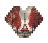 Torre Eiffel con paraguas rojo, rompecabezas de ladrillo en forma de corazón, juego de bloques de construcción 3D, decoración del hogar, 53 piezas