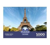 Torre Eiffel de 1000pcs para Adultos y niños: Torre Eiffel con césped Verde bajo un Cielo Azul Claro, Juegos educativos, Rompecabezas de decoración del hogar para la Familia, 52 x 38 cm/1000pcs