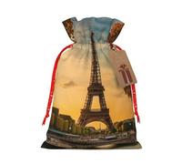 Torre Eiffel de París - Bolsas de regalo de Navidad con cordón para regalos de fiesta de Navidad