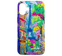 Torre Eiffel de París Colorido Diseño de Arte Carcasa para iPhone 16 Plus