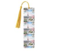 Torre Eiffel de París con estampado de flores, 5 marcapáginas de madera, bonitos marcadores, adorno de etiqueta para manualidades, decoraciones para leer