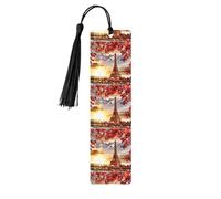 Torre Eiffel de París con impresión de hojas de otoño, 5 marcapáginas de madera, bonitos marcadores, adorno de etiqueta para manualidades, decoraciones para leer