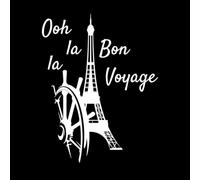 Torre Eiffel de París Oh la la Bon Voyage Calcomanías de pared 51x65.9cm Autoadhesivo Blanco