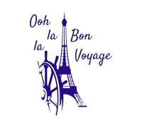 Torre Eiffel de París Oh la la Bon Voyage Calcomanías de pared 51x65.9cm No se cae Azul oscuro