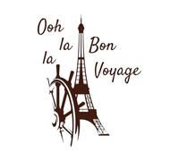 Torre Eiffel de París Oh la la Bon Voyage Calcomanías de tallado fino 51x65.9cm Embellecimiento de paredes Café