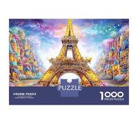 Torre Eiffel Dorada con una Ciudad de Hadas Puzzle De 1000 Piezas Edificio Landmark Dreamy Desafío De Ingenio para Todas Las Edades 52x38cm/1000pcs