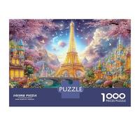 Torre Eiffel Dorada sobre un Canal Puzzle De 1000 Piezas Edificio Landmark Dreamy Excelente Regalo para Ancianos, Mayores, Adultos Y Niños 52x38cm/1000pcs