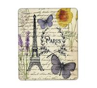 Torre Eiffel Francesa Vintage De París, Botánica, Flor, Mariposa Oscura De La Academia Alfombrilla De Escritorio Portátil Alfombrilla De Ratón Antideslizante Mousepad para Pc Hogar 25X30Cm