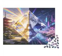 Torre Eiffel Paisaje Urbano Puzzle de 1000 Piezas Papel para Adultos Escena Día Noche Estilo Internacional Juego de Puzzle 1000 Piezas Relajación Decoración Regalo 70x50cm/1000pcs