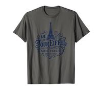 Torre Eiffel París Francia Desde 1889 Vintage Navy Print Camiseta