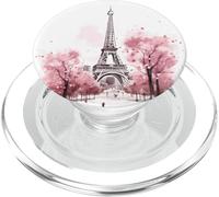 Torre Eiffel París Souvenirs Francia Flores Vintage Rosa PopSockets PopGrip para MagSafe