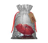 Torre Eiffel París Street - Bolsa de Navidad con cordón de impresión de paraguas rojo con etiqueta kraft de 4.7 x 6.9 pulgadas para regalos de Halloween