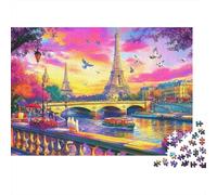 Torre Eiffel París View Puzzle 1000 Piezas para Parejas Detalles Nítidos Reducción De Estrés Más Vendido Sin Polvo Papel Grueso 70x50cm/1000pcs