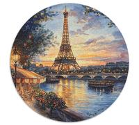 Torre Eiffel Puzzle 1000 piezas puente de río redondo rompecabezas juguetes regalo interesante decoración del hogar para juegos de actividades familiares 1000pcs (67.5x67.5cm)