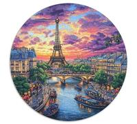 Torre Eiffel Rompecabezas De Redondo 1000 Piezas Adultos para Niños Circular Puzzle Niños Imposible Infantil 3D Cartón Familia Juego 1000pcs (67.5x67.5cm)
