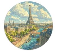 Torre Eiffel Rompecabezas Redondo 1000p Adultos-Niños Landschaftsarchitektur Turm Circular Puzzle Niños: 3D CKunstón Juego Familiar Impossible Regalos 1000pcs (67.5x67.5cm)