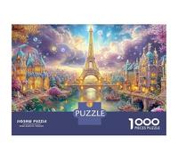 Torre Eiffel sobre un Canal Brillante Puzzle De 1000 Piezas Edificio Landmark Dreamy Ocio Familiar para Adultos Y Niños 52x38cm/1000pcs