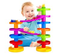Torre Espiral Montessori con Puente WEofferwhatYOUwant - Juguete Sensorial Educativo para Bebés 9M+ - Circuito de Canicas con Bolas Sonajero Grandes - Motricidad Fina y Juego Stem Seguro