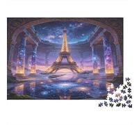 Torre Famosa de París Escena Nocturna fantástica Puzzle de 1000 Piezas Puzzle para Adultos Papel Relajante Enfoque Interacción Familiar Regalo Decoración hogar 52x38cm/1000pcs