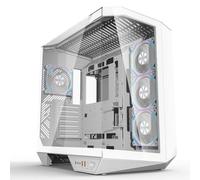 Torre gaming Darkflash DY470 blanca panorámica con 4 ventiladores ARGB