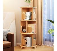 Torre Giratoria De Madera Con Sujetalibros, Estante De Exhibición Redondo Giratorio De 360° Para Espacios Pequeños, De Pie Para Dormitorio, 4 Niveles, Madera, 3 Niveles, 15.7 X 15.7 X 38.5 Pulgadas