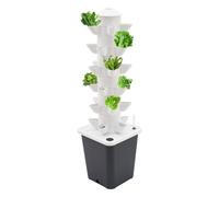 Torre hidropónica de 6 pisos, sistema hidropónico con 30 agujeros, riego automático, torre de plantación, jardín vertical con depósito de agua de 10 L + bomba para verduras, hierbas, ensaladas, fresas