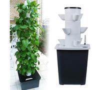 Torre hidropónica, sistema de cultivo hidropónico para jardín, kit de cultivo aeropónico para hierbas, frutas y verduras con bomba de hidratación, adaptador, macetas de rejilla y temporizador para f