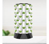 Torre hidropónica, torre de jardín aeropónico, torre de jardín hidropónico vertical, sistemas de cultivo de plantas de interior con ciclo de agua, para verduras, hierbas y fresas. White-64holes