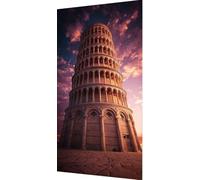 Torre inclinada de Pisa Diamond Painting Adultos, 5D Diamond Painting Roma Pintura Diamante Niño DIY Cristal Bordado Punto de Cruz Manualidades para Decoración Pared Hogar Regalo 70x140cm es5-v17