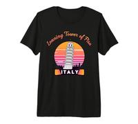 Torre Inclinada de Pisa Italia Recuerdo Retro Vintage Atardecer Camiseta Premium