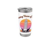 Torre inclinada de Pisa Italia recuerdo retro vintage atardecer Vaso térmico de acero inoxidable de doble pared