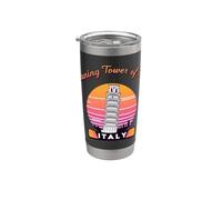 Torre inclinada de Pisa Italia recuerdo retro vintage atardecer Vaso térmico de acero inoxidable de doble pared