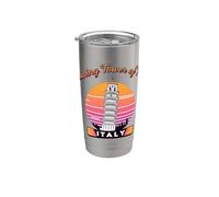 Torre inclinada de Pisa Italia recuerdo retro vintage atardecer Vaso térmico de acero inoxidable de doble pared