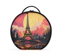 Torre Luna Arte Bolsa de Maquillaje Organizador de Circular Cosméticos Bolsas Creatividad con Divisor Ajustable para Mujeres