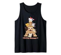 Torre Meowffel Lindo Kawaii París Gato de Dibujos Animados Divertido Arte de Gato Camiseta sin Mangas