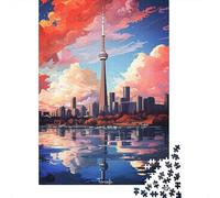 Torre Moderna Ciudad Puzzle de 1000 Piezas Papel para Adultos Atardecer Skyline Juego de Puzzle 1000 Piezas Relajación Familia Decoración 52x38cm/1000pcs
