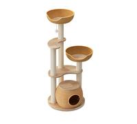 Torre Moderna de árbol para Gatos para Gatos de Interior, árbol Rascador de Roble para Múltiples Gatos Grandes, Condominio para Gatos de Lujo Tejido a Mano Manual,A