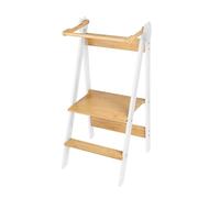 Torre Montessoriana de aprendizaje plegable, multiusos, torre de observación infantil, torre de aprendizaje de madera natural de abedul, plegable, seguridad, 88 x 45 x 45 cm, color blanco