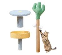 Torre para gatos - Centro de actividades para gatos Cactus, rascador para gatos de sisal | Casa de juegos interactiva para gatos, soporte para gatos extraíble con espacio, rascador para gatos, bolas