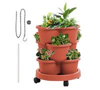 Torre para huerto vertical | Maceta para fresas, torre de 3 pisos con ruedas extraíbles y accesorios para verduras, fresas, flores de cocina, balcón, jardín exterior terraza