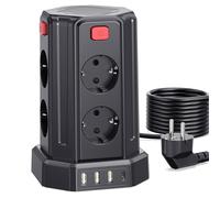 Torre Regletas Enchufes con Cable 3M, Regleta USB 8 Tomas de AC Corrientes y 4 USB, 2500W/10A, Regreltas Vertical con Interruptor para Mesa, Oficia, Casa…