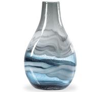 Torre & Tagus, Andrea, Jarrón Grande de Vidrio soplado a Mano para decoración Costera del hogar, jarrón Azul de 36 cm de Largo Hecho a Mano para Centro de Mesa, Sala de Estar, Entrada y Dormitorio