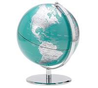 Torre & Tagus Latitude World-Globo de Escritorio de 9.5 Pulgadas con Base de Metal Cromado para hogar, Oficina, Aula, Sala de Estar, Mantel, Centro de Mesa, Color Verde Azulado, Plástico, 8 Inches