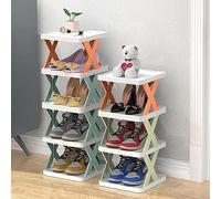 Torre vertical para zapatos - Zapatero plegable multicapa de 4 niveles que ahorra espacio, gabinete de almacenamiento de esquina estrecha, práctico estante para zapatos para el hogar, color naranja