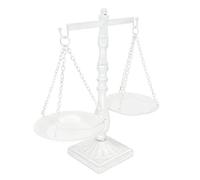 Torres de joyería Libra de metal vintage, organizador de cosméticos, soporte de centro de mesa, almacenamiento de joyas antiguas, exhibición de portavelas de granja, blanco, 12 pulgadas de ancho x 12